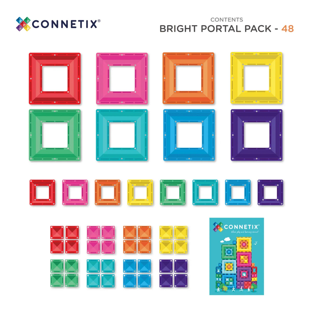 CONNETIX Magnetic Tiles Bright Portal Pack 48 Piezas