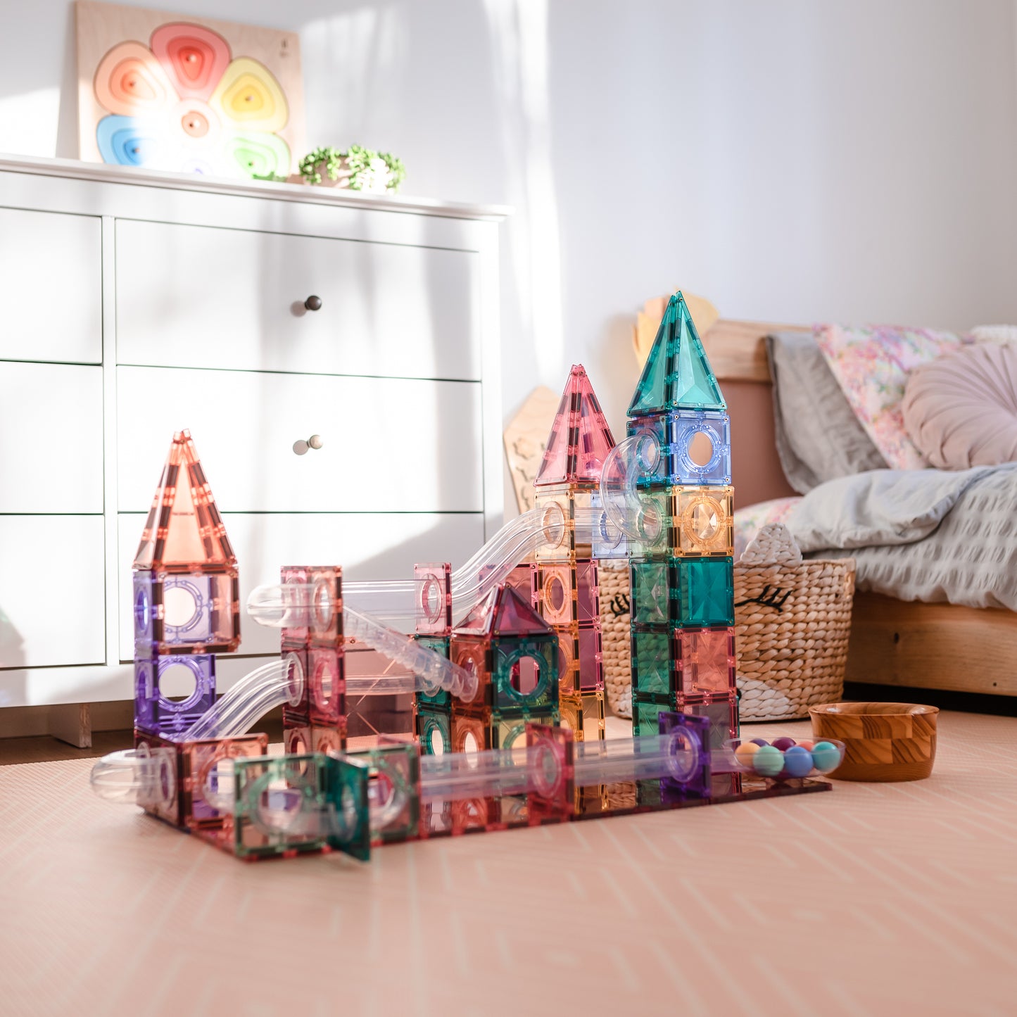 CONNETIX Tiles - Pastel Ball Run Pack 106 Pieces