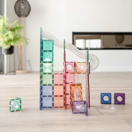 CONNETIX Magnetic Tiles Pastel Ball Run Expansion Pack 80 Piezas