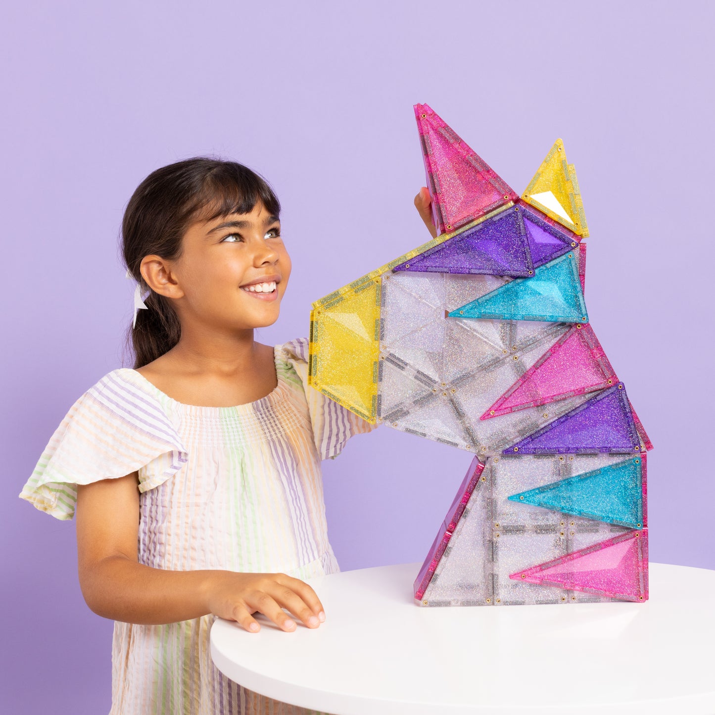 CONNETIX Magnetic Tiles Glitter Unicorn Pack 56 piezas