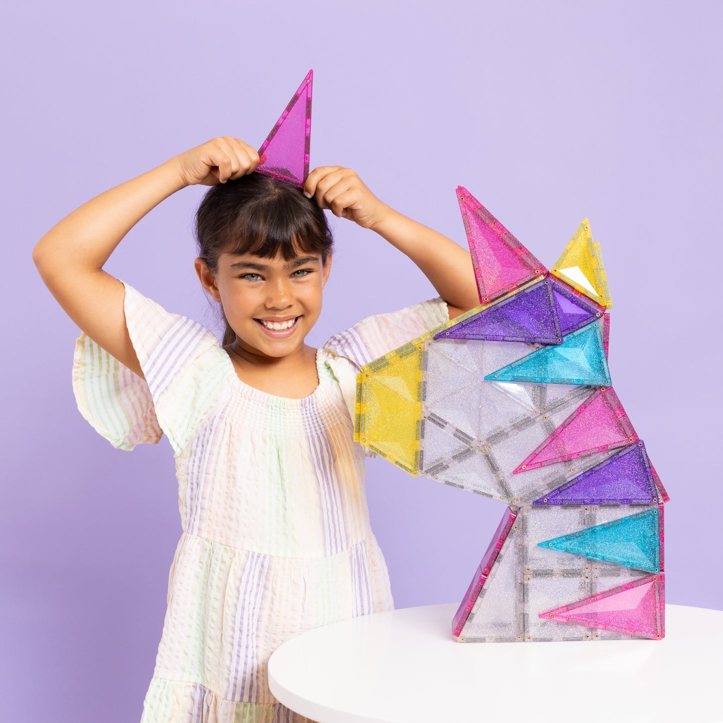 CONNETIX Magnetic Tiles Glitter Unicorn Pack 56 piezas