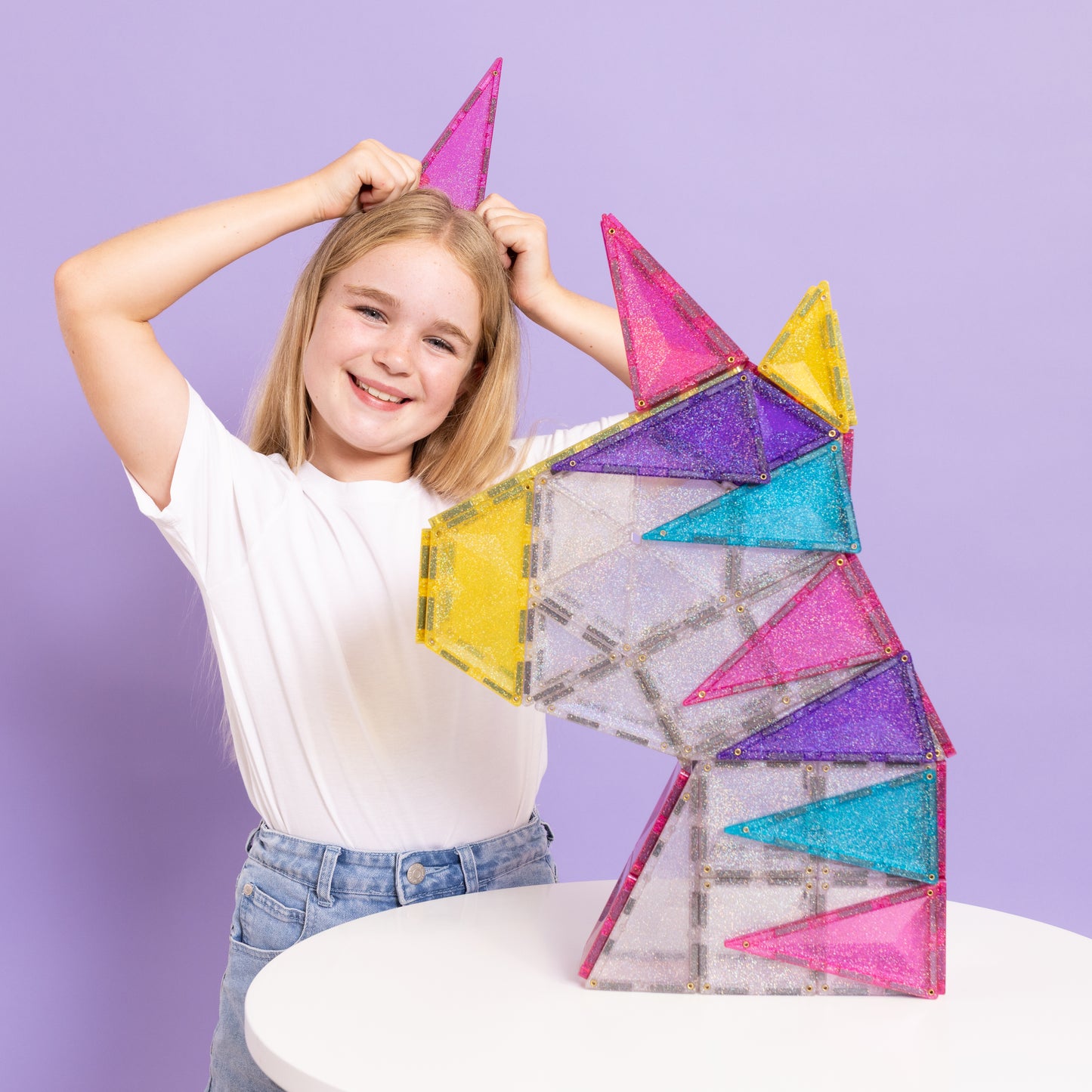 CONNETIX Magnetic Tiles Glitter Unicorn Pack 56 piezas