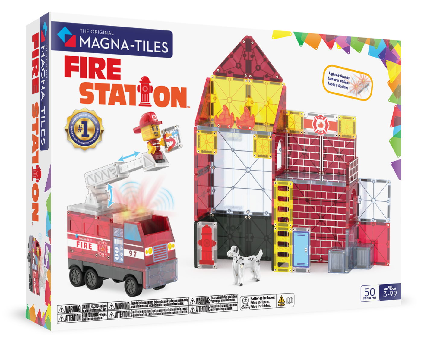 MAGNA-TILES Fire Station 50-Piece Set