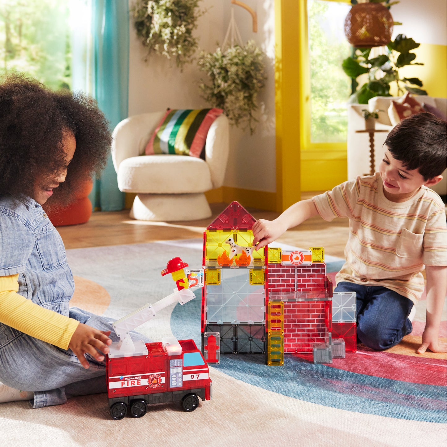 MAGNA-TILES Fire Station 50-Piece Set