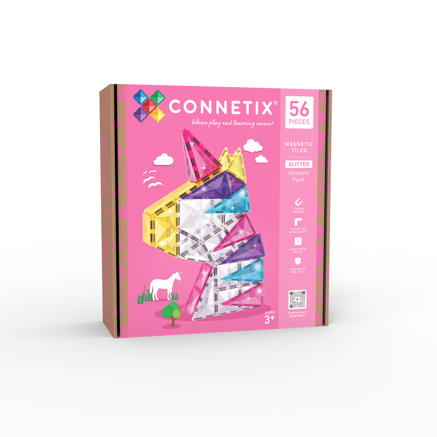 CONNETIX Magnetic Tiles Glitter Unicorn Pack 56 piezas