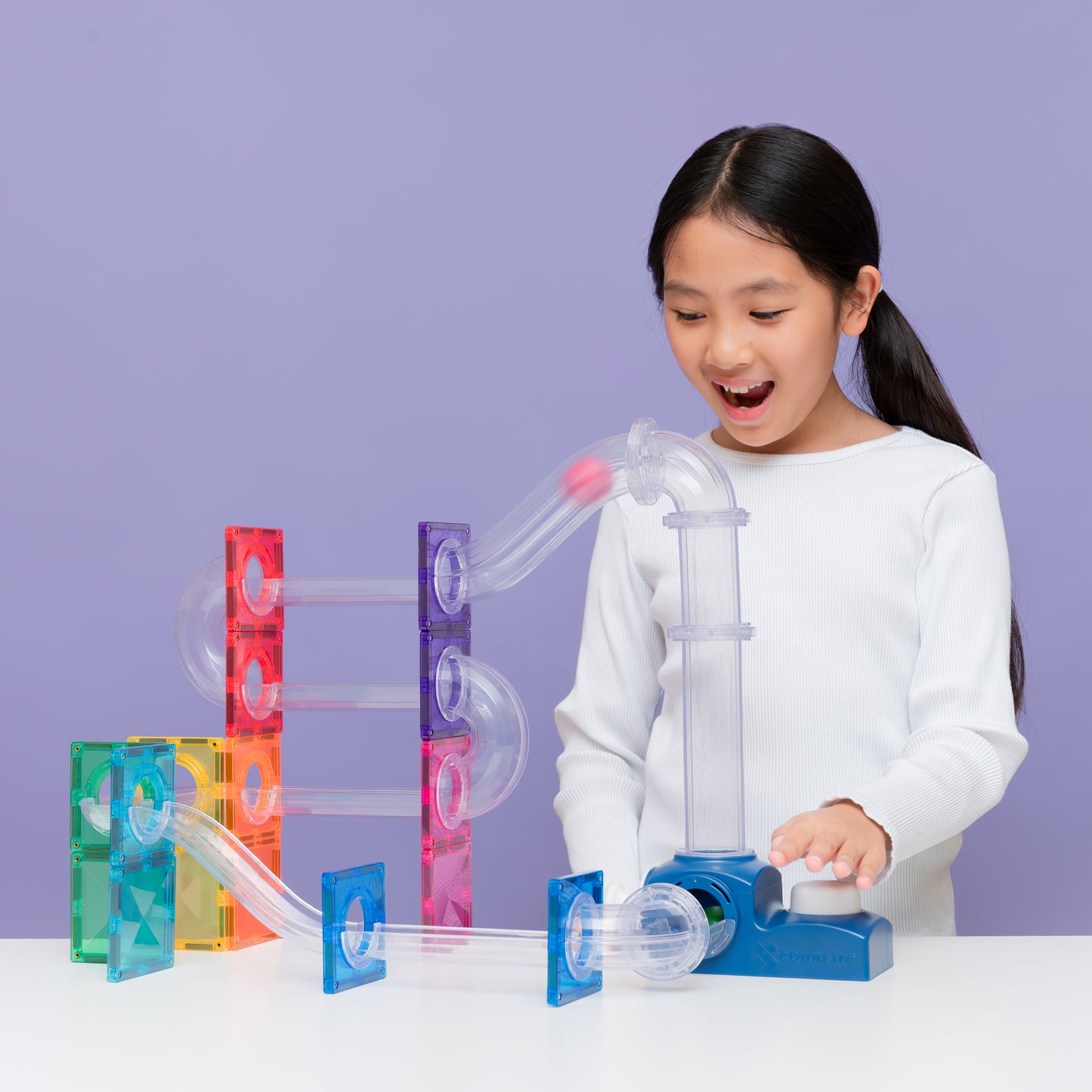 CONNETIX Magnetic Tiles Ball Run Launcher Pack 47 Piezas