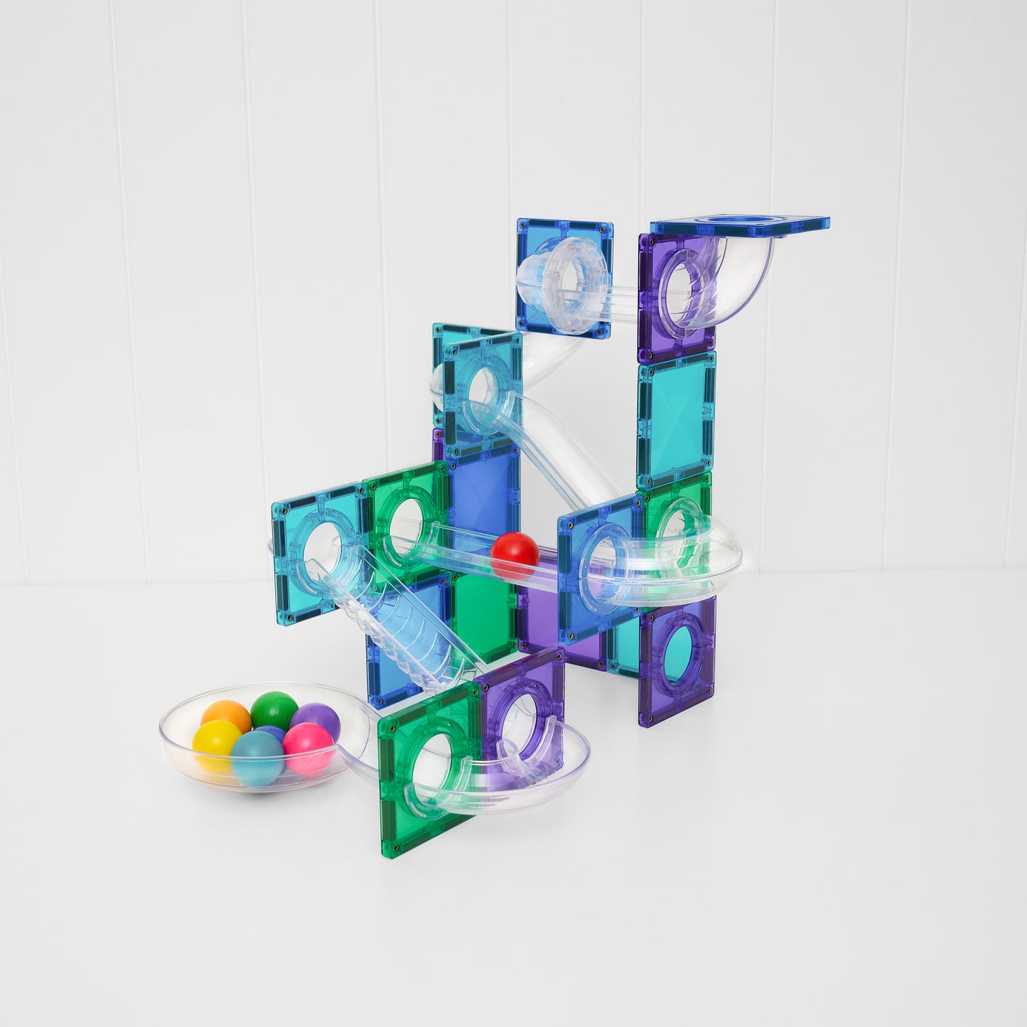 CONNETIX Magnetic Tiles Bright Ball Run Pack 114 Piezas