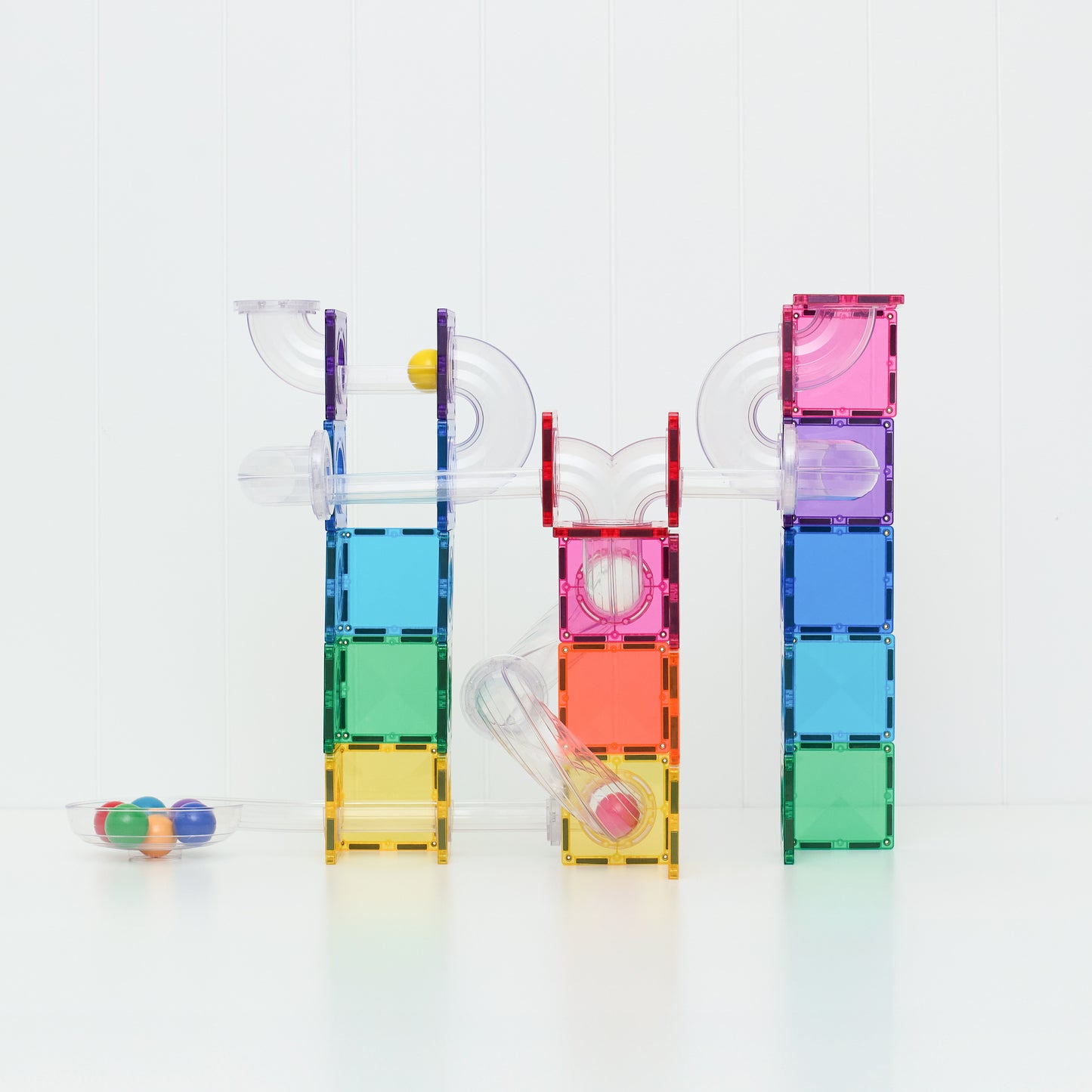CONNETIX Magnetic Tiles Bright Ball Run Pack 114 Piezas