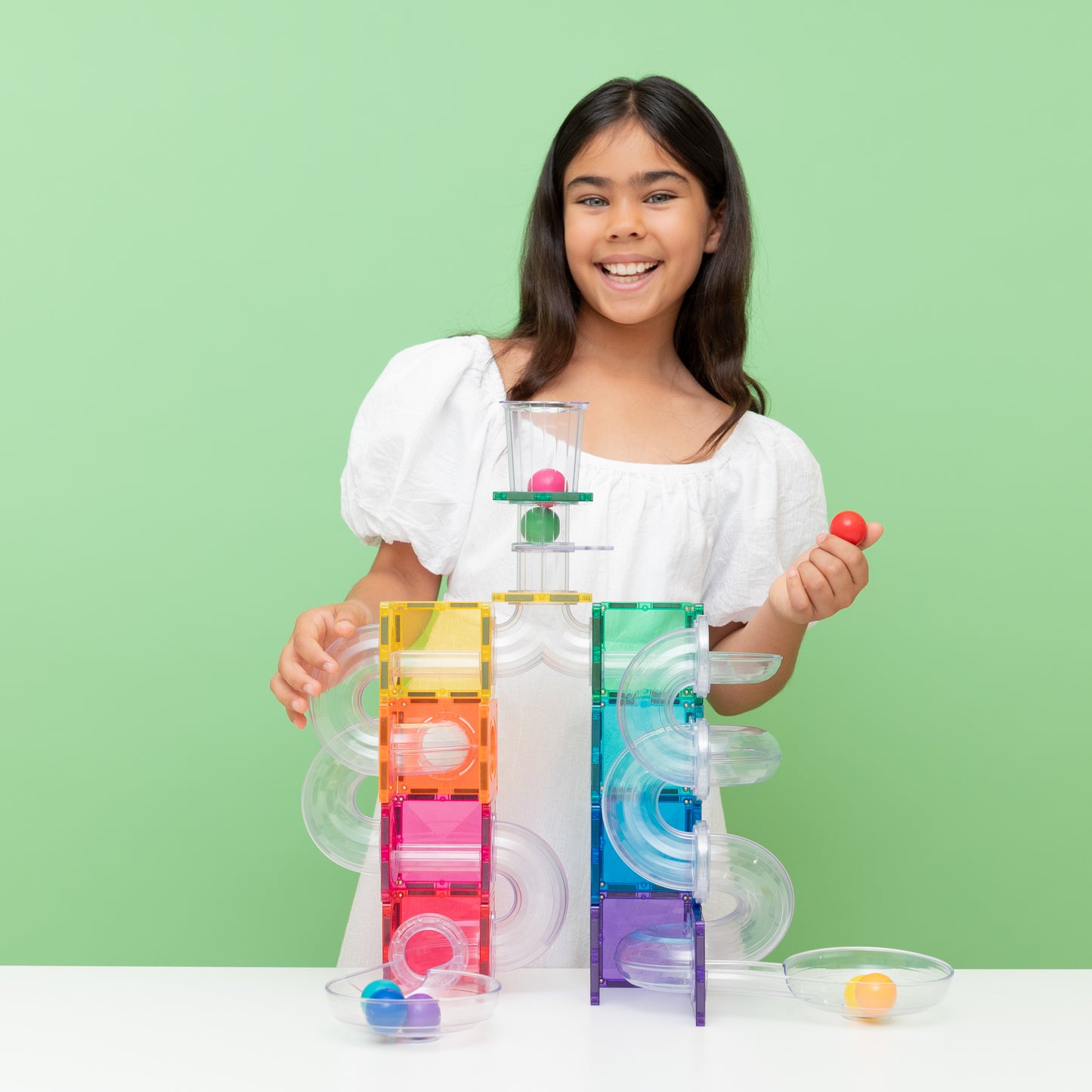 CONNETIX Magnetic Tiles Bright Ball Run Pack 114 Piezas