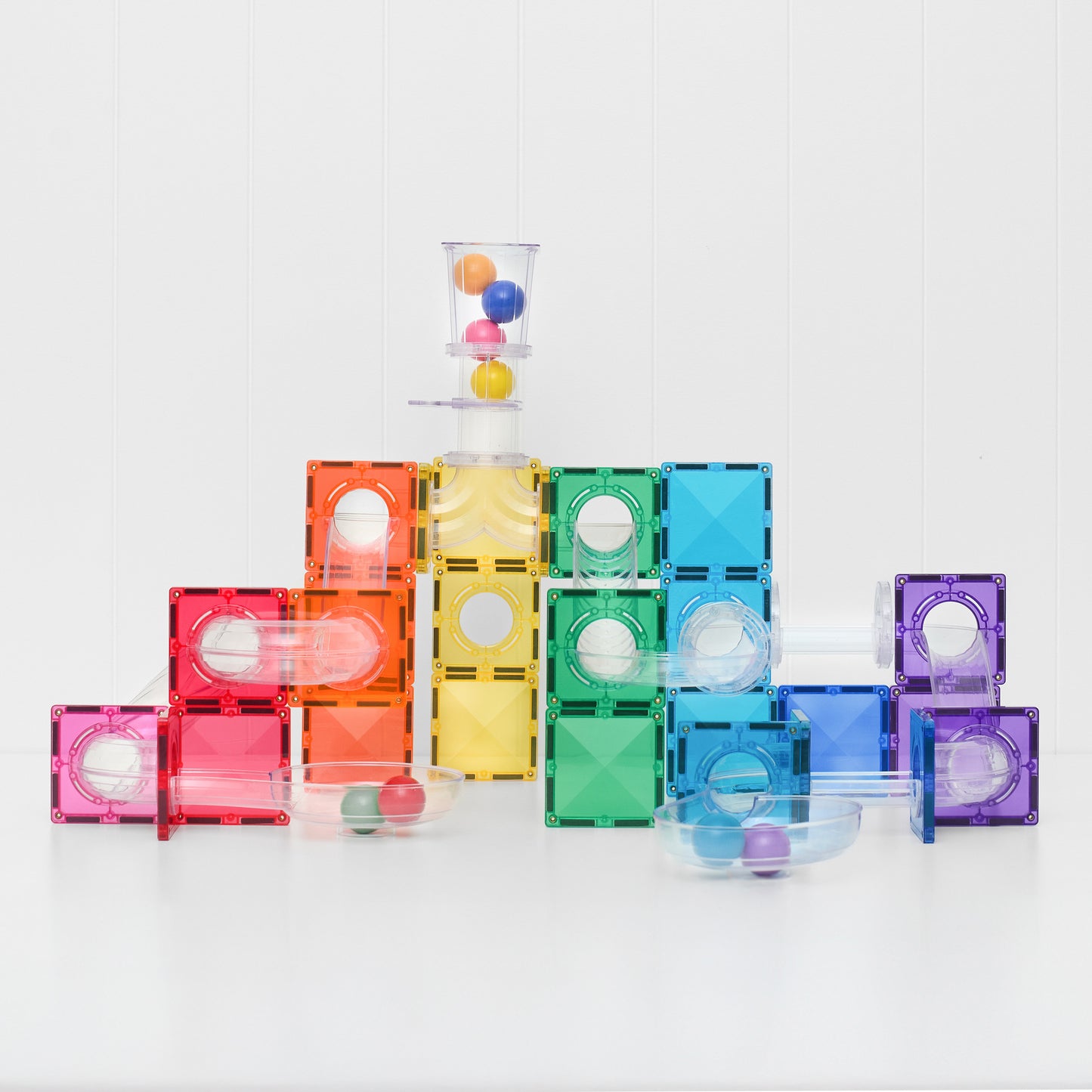 CONNETIX Magnetic Tiles Bright Ball Run Pack 114 Piezas