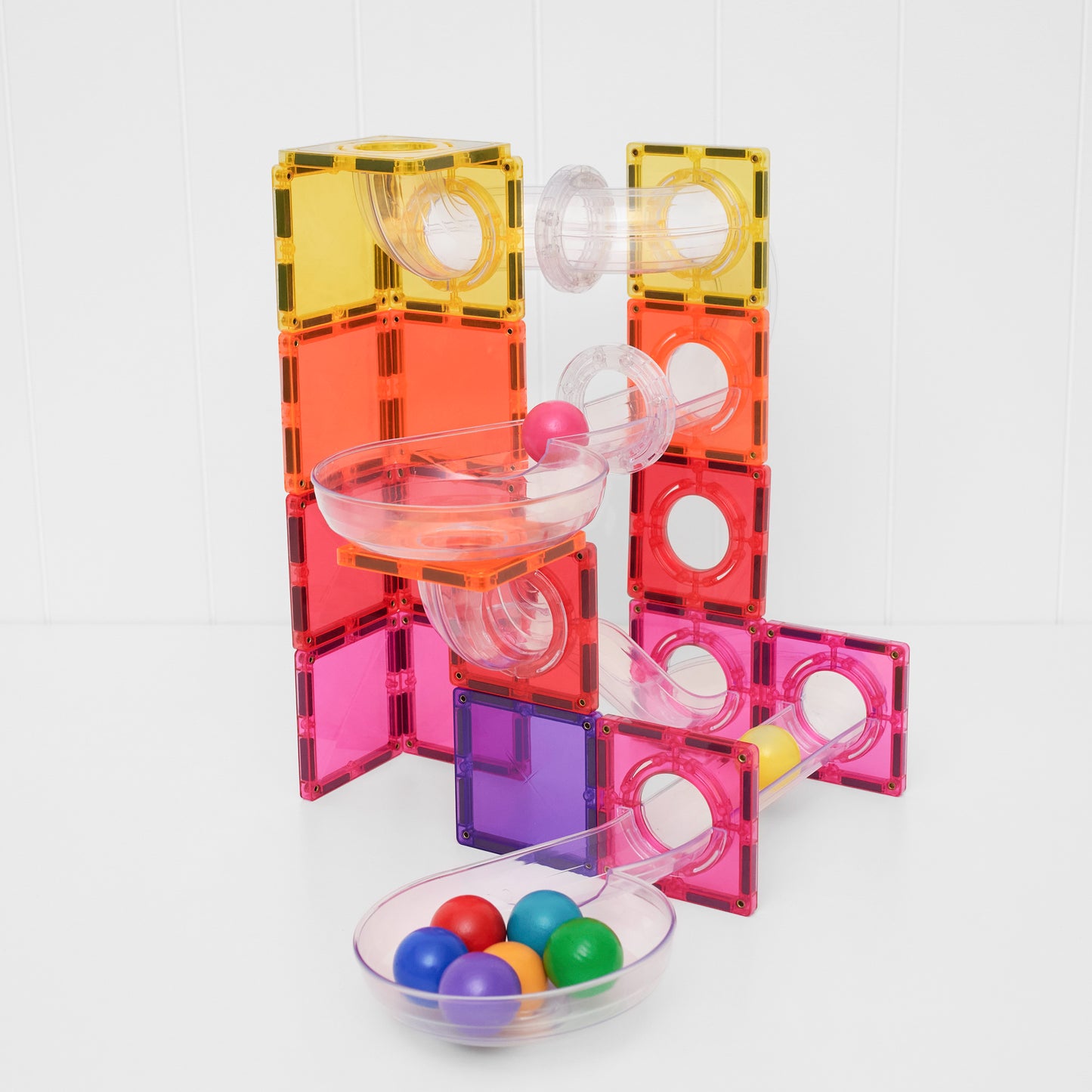 CONNETIX Magnetic Tiles Bright Ball Run Pack 114 Piezas
