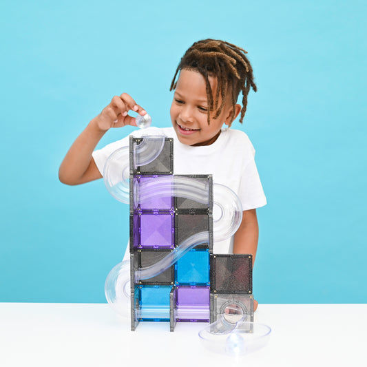 CONNETIX Magnetic Tiles Ball Run Galaxy Pack 61 Piezas