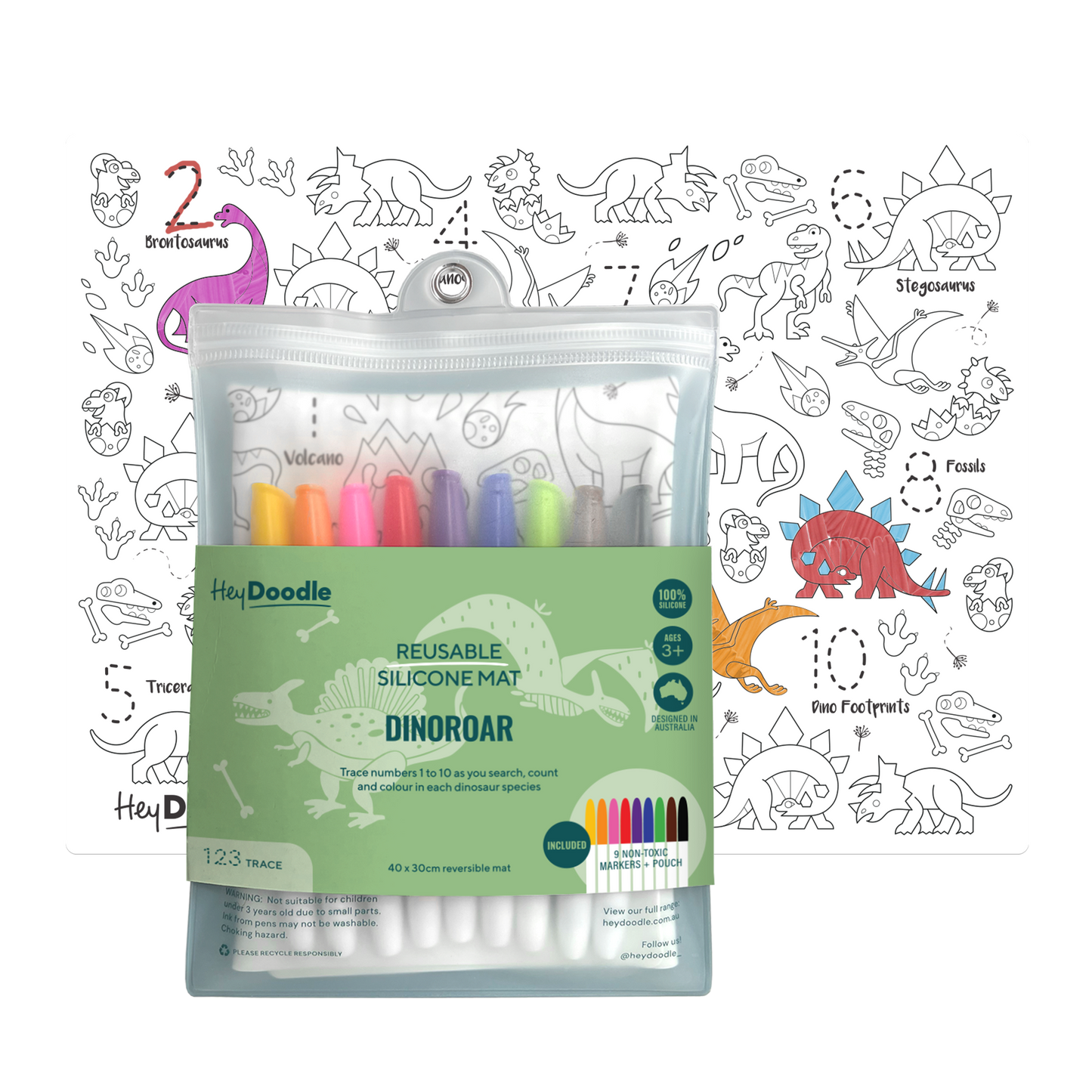 DinoRoar Classic Coloring & Doodle Mat