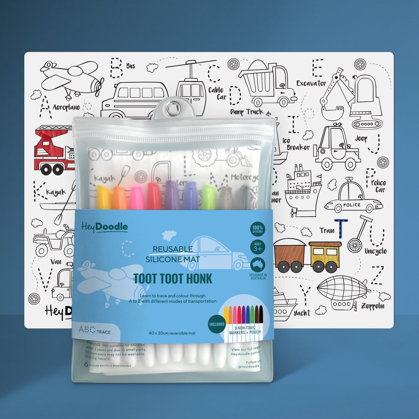 Toot Toot Honk Classic Coloring & Doodle Mat